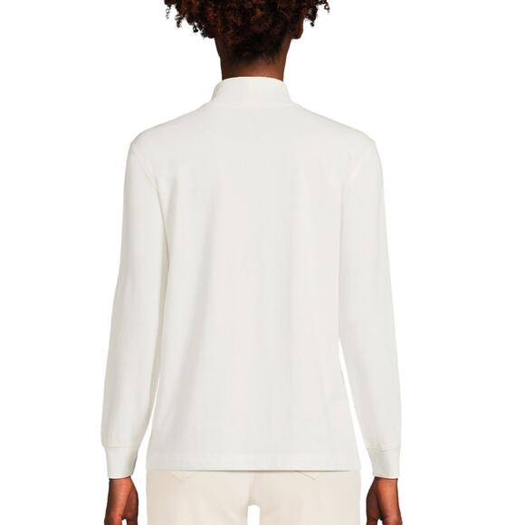 Lands' End Top Mock Neck Womens 1X Pima 100% Cotton Supima Cream Base Layer - Picture 2 of 7